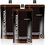 【AGAクリニック×製薬会社 共同開発】KUROKAMINA クリームシャンプー 白髪用シャンプー カラーシャンプー カラートリートメント ボタニカル 敏感肌用 レディース メンズ ブラック 300g (ダークブラウン, 3個)