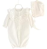 ベビー服 ツーウェイオール 帽子 セット カバーオール 新生児 退院 お宮参り 出産祝い ロンパース (80cm, ホワイト)