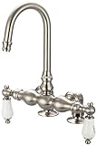 Water Creation F6-0016-02-CL Vintage Classic 3-3/8-Inch Center Deck Mount Tub Faucet with Gooseneck 