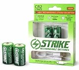 CR2バッテリーリチウムイオン2パックスマートLED 3.7V 1000mWh USB-C充電式充電ケーブル付き、充電ボックス不要!