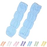 コットンガーゼ ベビー レッグウォーマー 赤ちゃん 夏用 紫外線 冷房 クーラー エアコン 虫除け 対策 体温調整 くしゅくしゅ シャーリング (ライトブルー)