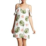 moreocmeカジュアルストラップレス花柄プリントVネックバタフライスリーブミニドレスの女性 XL グリーン Moreocme
