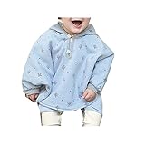 beauty factory リバーシブル タイプ フード 付き パーカー ベビー ポンチョ 子供 用 選べる 3色 (M(90~100), ライトブルー)
