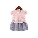 女の子の服 夏 パッチワークワンピース Pojour 1-6歳キッズ用 子供かわいいドレス 綿 通気 ピンク(80cm)