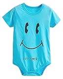 Nice Days（ナイス　ディズ）　夏ベビーロンパース 　　幼児服　半袖　可愛い　笑顔 (100, ブルー)