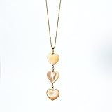 ハート 三連タイプ 夜光貝 ペンダント 14KGFチェーン
