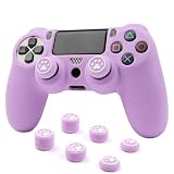 RALAN PS4コントローラースキン シリコンパープル ノンスリップグリップカバープロテクター Playstation 4/PS4 Slim/PS4 Proコントローラー対応 サムグリップキャップ6個付き