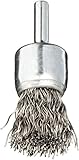 Weiler Wire End Brush, Solid End, Round Shank, Stainless Steel 302, Crimped Wire, 3/4" Diameter, 0.0