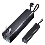 BEGABER モバイルバッテリー 軽量 極小型 大容量 急速充電 搭載 20W PD type-c + usb モバイルバッテリー コンセント一体型 ケーブル内蔵 コンパクト 6000mAh 大容量 スマホ充電 PD22.5W 急速充電 3台同時充電 LED残量表示 持ち運び便利 iPhone/Android PSE技術基準適合 折りたたみ式プラグ(ブラック, iPhone対応)