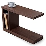 LOWYA （ロウヤ） サイドテーブル テーブル ソファテーブル 隠しキャスターで移動ラクラク 収納棚 モダン 幅80cm ウォルナット