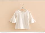 Star Baby子供がラッパ袖シャツ2017春子供服の児童丸首シャツ新型女児上着-SMX009 (100cm, White)