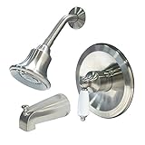 Aqueous 60BN1PTRMBN Teabury Porcelain Tub and Shower Trim Kit Lever Handle, Brushed Nickel [並行輸入品]