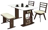 【4点セット】ダイニングテーブルセット ダイニングセット 食卓テーブルセット 2人用 4人用 伸縮 伸長式 折りたたみ ベンチ 回転椅子 北欧/ds-spa-1 ホワイト/ダークブラウン