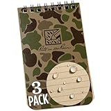 Rite in the Rain 耐候性トップスパイラルノート、3インチ x 5インチ、ダック迷彩カバー、ユニバーサルパターン、3パック(No.DC935T-3)