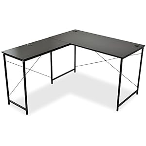 DORIS コーナーデスク ゲーミングデスク 机 パソコンデスク 幅140 L型 ホールカバー付 足元フリー設計 ブラック プライム【13357】