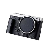 SIUTATDSH カメラハーフケース Panasonic Lumix S9用、ビンテージメタル本革インスタントカメラ保護ケース スタイリッシュ ポータブル 耐衝撃 (ブラック)