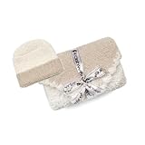 カシウエア / kashwere Center Stripe Cap and Blanket Set　センターストライプ ベビーブランケット＆キャップセット（カラー：Malt/Cream）[並行輸入品