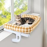 GUUSII HOME 猫ハンモック ねこベッド 掛け式猫ハンモック ねこハンモック 猫ベッド 窓際用 窓掛け式 ベッド 棚掛け ねこ はんもっく ねこソファ 猫窓パーチ 猫窓ハンモック 屋内用 頑丈 調節可能 耐久性 安定 猫用ベッド 省スペース 洗濯可能 大型猫 適用 (オレンジ, L)