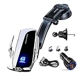 ボルボ スマホホルダー V60 V90 S90 XC40 XC90 C70 XC90 XC60 S60 車載ホルダー ワイレス充電 自動開閉 360度回転 (-ボルボ, 銀)