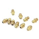 uxcell グリースニップル　継手　ノズル　おねじストレート　10個　ゴールドトーン　6mm直径　メタル製