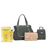 Bundle 3 Item Storksak Anna Quilted Diaper Bag And Tote Set - Grey + Bella B Baby Wipes + Silk & Hon