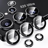 Hohotoon Galaxy S25 Ultra用 カメラ保護フィルム ギャラクシー S25Ultraカメラフィルム レンズカバー アルミ合金製＋AR高透過率強化ガラス 0.25mm超薄 レンズ保護ケース 9H 防爆裂 ・耐衝撃・スクラッチ防止・露出オーバー防止・ケースに干涉なし (ブラック 1セット)