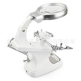 RaiFu 拡大 レンズ レンタル デスク トップ 虫 めがね デスク トップ LED ライト彫刻 修理 ツール 3 X 4.5X ホワイト（530グラム）