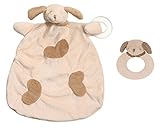 Angel Dear Puppy Baby Teether Blanket and Ring Rattleギフトセット。