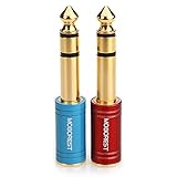 MOBOREST 1/4インチ（6.35mm）プラグ/ 1/8インチ（3.5mm）ジャックステレオアダプター (6.35オス-3.5メス-赤い1-青い1)