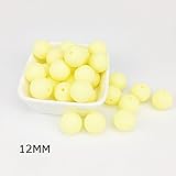 Mamimami Home シリコーン製 安全歯固め ビーズ 12MM 授乳看護用 ネックレス おしゃぶりチェーン 幼児 噛がため玩具 新生児贈り物 DIY用 円形 アクセサリー 17色選択可能 50