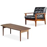 【セット品】岩附(IWATSUKI) ソファ×テーブルセット ソファー レザー 1人掛け 肘付き 合皮 a) 1P ブラック 革 幅75cm Loire ロワール IW-72 1P BK ＋ テーブル 折りたたみ ウォールナット 木製 長方