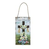 イースター装飾Happy Easter Cross Wall Decor Hanging Plaque装飾サインハンガーEaster Greetings