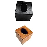 Flameer 木製　ティッシュペーパーボックス　収納ケース　ホーム　車用　ブラック＆ブラウン　正方形＆長方形　高品質 - 正方形