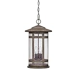 Capital Lighting 9954CS Mission Hills 3-Light Outdoor Hanging Fixture Creek Stone with Seeded Glass 