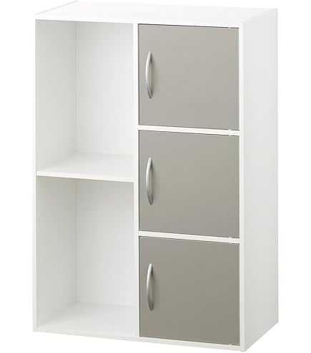 Amazon｜鍵付きボックス/扉付き収納ラック 〔3段 ホワイト〕 高さ87cm