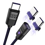 SIKAI CASE マグネット 磁気充電ケーブル PD 240W 48V/5A超急速充電 16ピン Type-C端子 着脱式 ノートパソコン急速充電 防塵磁石 led通電指示 断線防止 iPhone15/Xperia/Galaxy/ipad/PxileなどType-C機種対応(1.2M*1本 タイプC端子*2個)