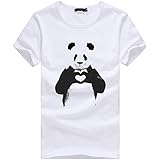 Plojuxi メンズ tシャツ カットソー 半袖 オシャレ パンダ プリント 白 tシャツ メンズ おおきいサイズ 無地 おもしろ おしゃれ クルーネック 柔らかい おしゃれ ファッション 丸首 春