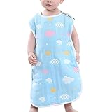 赤ちゃん スリーパー 6重ガーゼ 高級コットン 100% 主婦が選んだ 柔らか キッ睡衣 寝冷え防止 二着セット（60-80cm 新生児から３歳） (L, G(1PC))