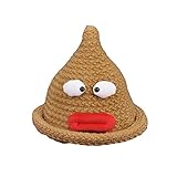 PANCY 秋冬 帽子 子供 ニット帽 男の子 女の子 キャップ 毛糸 防寒 かわいい おもしろ 顔 フリーサイズ 54cm(イエロー オークル)