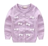 MissとMr ベビー服 女児 女の子 カーディガン 上着 ニット セーター 通学 習い事 お祝い ギフト 上品 カーディガン ニット冷房対策 お出かけ 秋冬 子供服 (85cm, パープル)