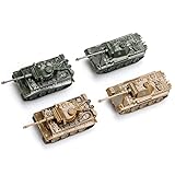 ViiKONDO 1/144スケール 陸軍 メンズ おもちゃの戦車 プレイセット 4ピース 軍用車両モデル ドイツのタイガーVSパンサー戦車モデル