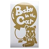 ゴールド（金） 犬 ヨークシャテリア ネクタイ 風船 Baby in the car ベビー イン ザ カー ベビーインカー ステッカー 窓ガラス用シール...