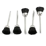 uxcell 軸付砥石 カップブラシ　マンドレル　15mm径　ロータリー　馬毛　3mm軸径　5個