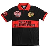 Chicago Blackhawks Cotton / Poly Wordmarkラグビー半袖ポロシャツ L ブラック