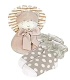 Stephan Baby Plush Ring Rattle and Lace-Trimmed Polka Dot Socks Gift Set Lion 6-12 Months [並行輸入品]