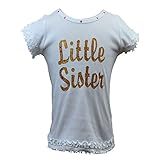 Reflectionz Baby GirlsホワイトゴールドSparkle " Little Sister " Ruffle Top 12 – 18 M カラー: ホワイト