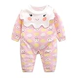 エルフ ベビー(Fairy Baby)新生児服 カバーオールロンパース 長袖 四季兼用 可愛い雲柄 ピンク 95cm