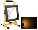 LED投光器 充電式 超薄型 ■ポーペ(POOPEE) 50W バッテリー内蔵式 ポータブル投光器 12V 24V 車 広角 3000K 電球色 角度調整可 防水 夜釣り 作業灯 軽量 イエロー光