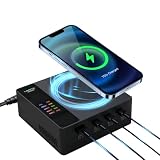 LIMETA USB 充電器 200W 卓上4ポート 充電ステーション 急速充電器 MagSafeワイヤレス充電 ノートパソコン充電器 MacBook/iPad/iPhone16/15/14 pro対応 LCDディスプレイ