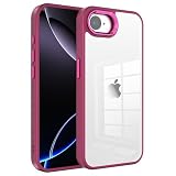 CeleBerry iPhone 16e ケース フルクリア 透明 クリアケース 薄型 メタリックフレーム 耐衝撃 ワインレッド アイフォン16e